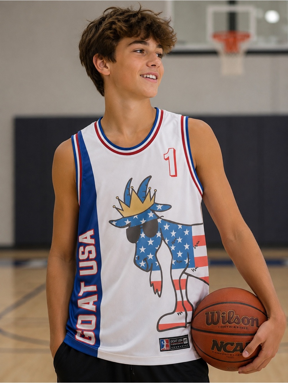 GOAT USA Legends Collection Patriotic Basketball Jersey Size Adult Small NWOT